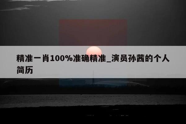 精准一肖100%准确精准_演员孙茜的个人简历  第1张