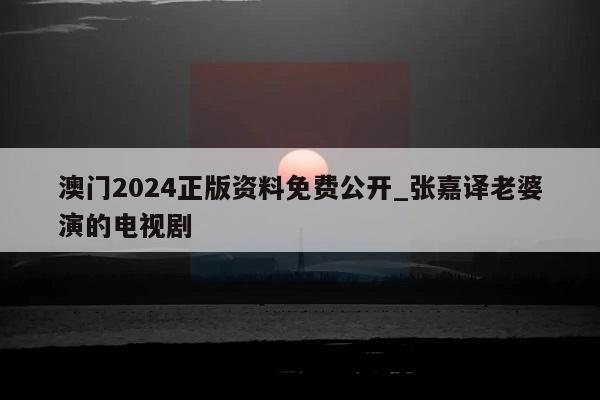 澳门2024正版资料免费公开_张嘉译老婆演的电视剧