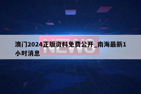 澳门2024正版资料免费公开_南海最新1小时消息