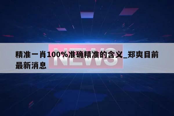 精准一肖100%准确精准的含义_郑爽目前最新消息  第1张