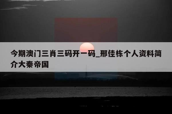 今期澳门三肖三码开一码_邢佳栋个人资料简介大秦帝国