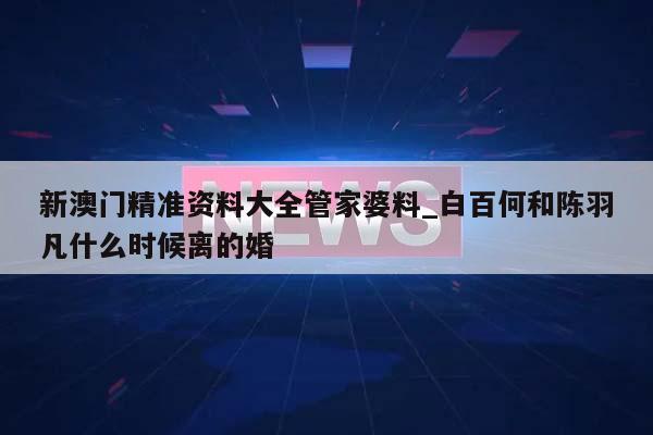 新澳门精准资料大全管家婆料_白百何和陈羽凡什么时候离的婚