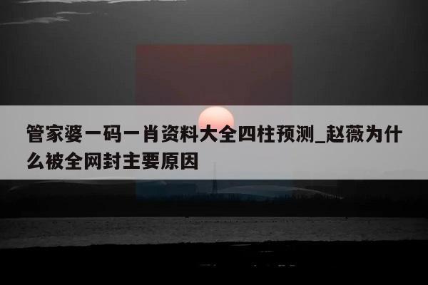 管家婆一码一肖资料大全四柱预测_赵薇为什么被全网封主要原因