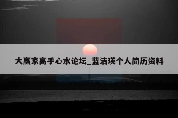 大赢家高手心水论坛_蓝洁瑛个人简历资料