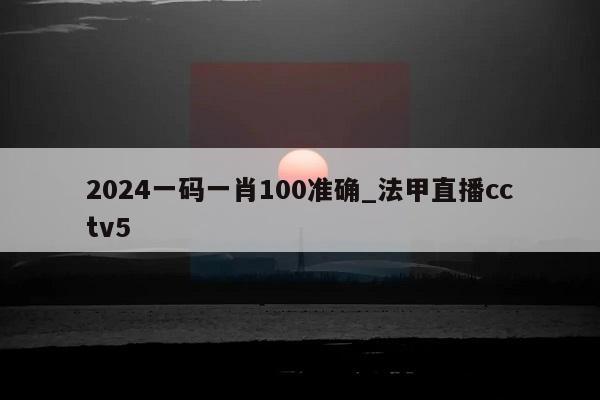 2024一码一肖100准确_法甲直播cctv5