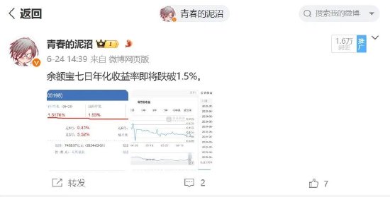 发现没？余额宝7日年化收益率已经跌破1.5%了  第2张