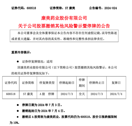 20万股东嗨了！ST康美撤销风险警示，明天停牌！