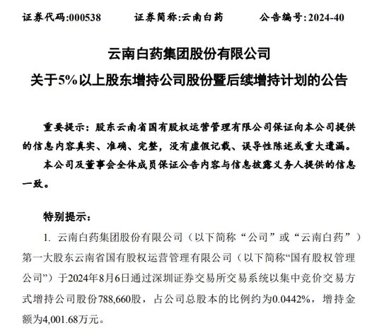 澳门2024最准免费资料大全_云南国资再出手！最多10亿元，计划增持A股“中药龙头”！